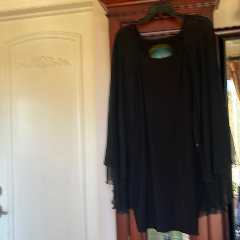 Black dress with attached laced shawl